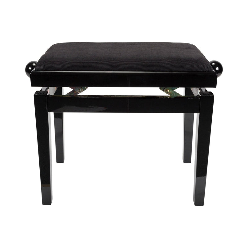 -Crown Timber Trim Height Adjustable Piano Stool (Black Velvet)-Living Music