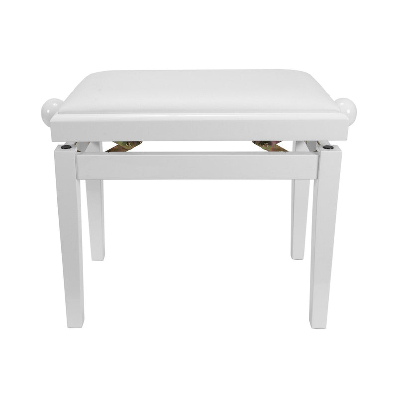 -Crown Timber Trim Height Adjustable Piano Stool (White)-Living Music