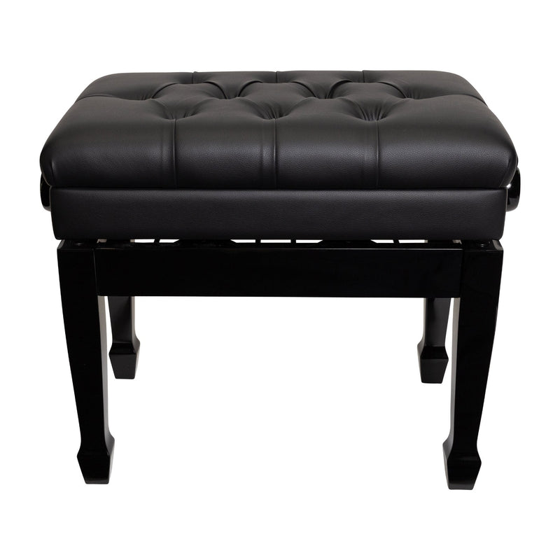 CPB-41-BLK-Crown Tufted Height Adjustable Piano Stool with Storage Compartment (Black)-Living Music