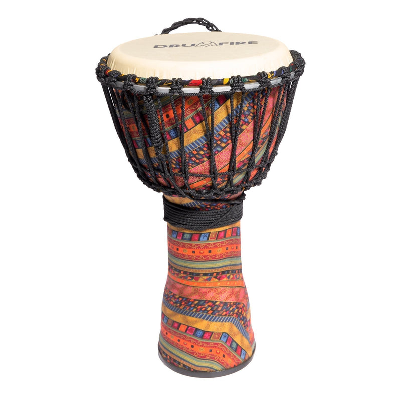 -Drumfire 10" Synthetic Head Rope Djembe (Multicolour)-Living Music