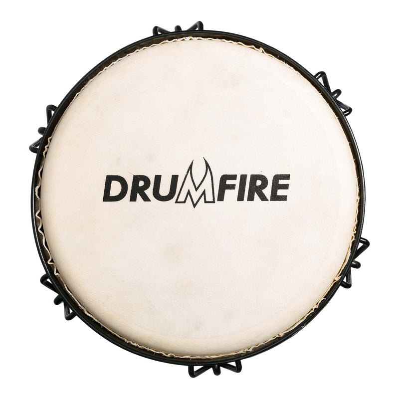 DFP-D1044-MUC-Drumfire 10" Tuneable Natural Hide Head Djembe (Multicolour)-Living Music
