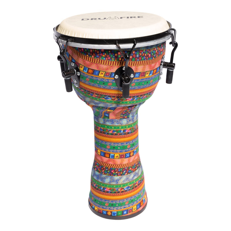 DFP-D1065-MUC-Drumfire 10" Tuneable Synthetic Head Djembe (Multicolour)-Living Music