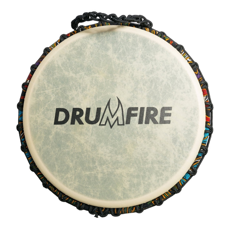 -Drumfire 12" Synthetic Head Rope Djembe (Multicolour)-Living Music