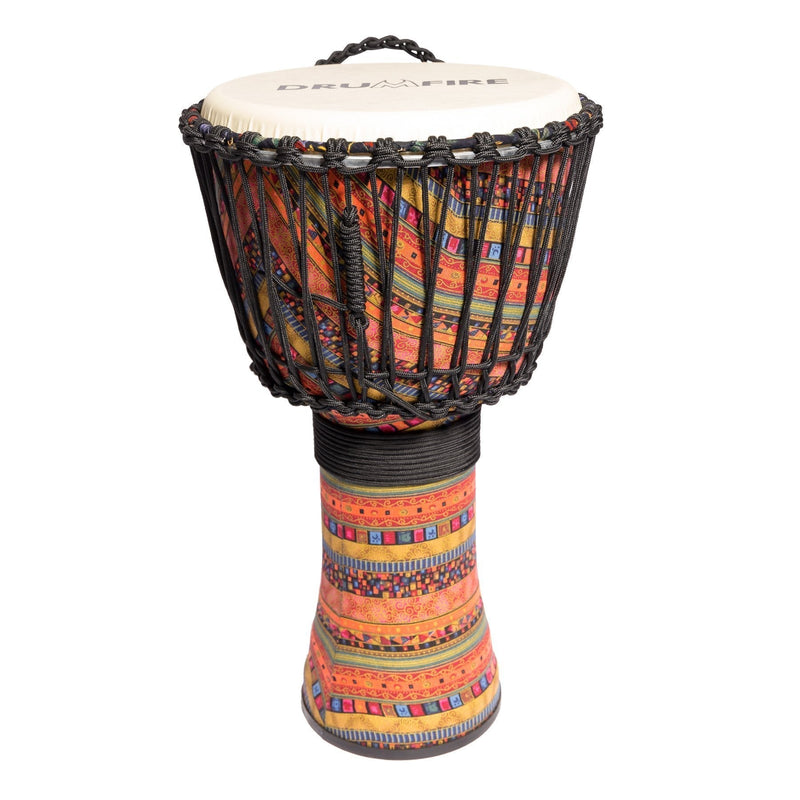 DFP-RD1264-MUC-Drumfire 12" Synthetic Head Rope Djembe (Multicolour)-Living Music