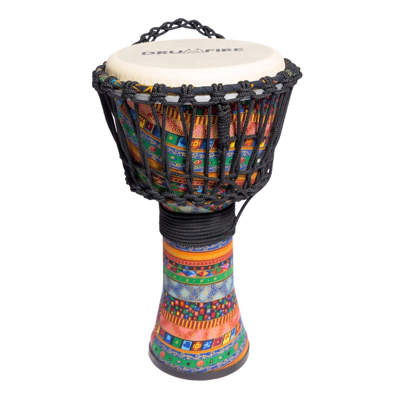 DFP-RD865-MUC-Drumfire 8" Synthetic Head Rope Djembe (Multicolour)-Living Music