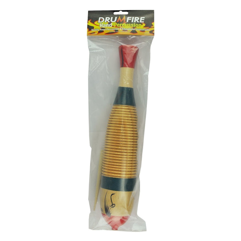 -Drumfire Fish Style Wooden Guiro (32cm)-Living Music