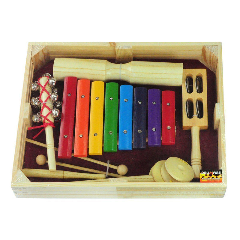 -Drumfire Hand Percussion Pack with Wooden Crate (5-Piece)-Living Music