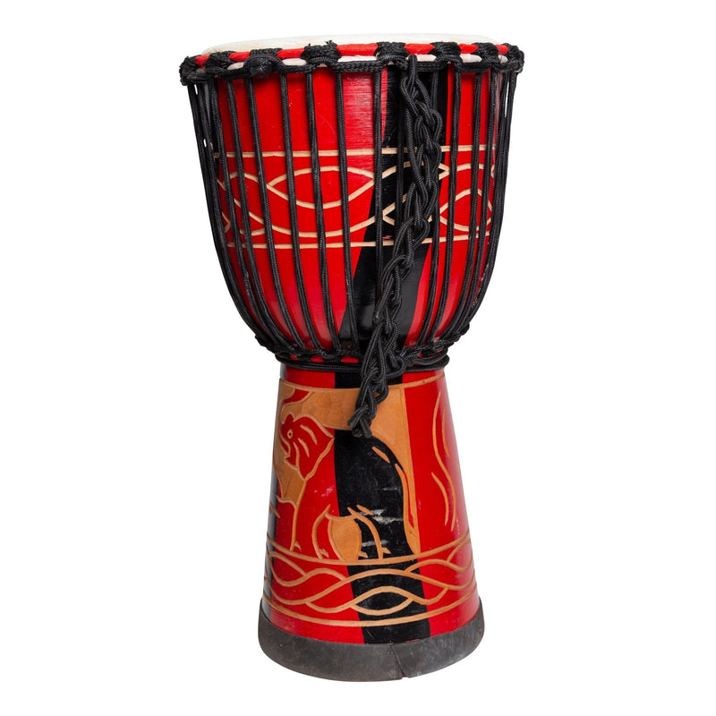 DFP-MAJ10-RED-Drumfire 'Majestic Series' 10" Natural Hide Traditional Rope Djembe (Red)-Living Music