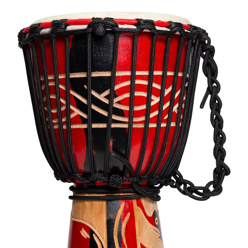 DFP-MAJ8-RED-Drumfire 'Majestic Series' 8" Natural Hide Traditional Rope Djembe (Red)-Living Music