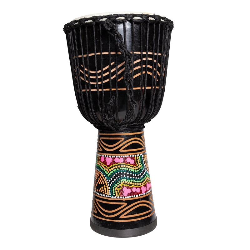 DFP-TRB12-BLK-Drumfire 'Tribal Series' 12" Natural Hide Traditional Rope Djembe (Black)-Living Music
