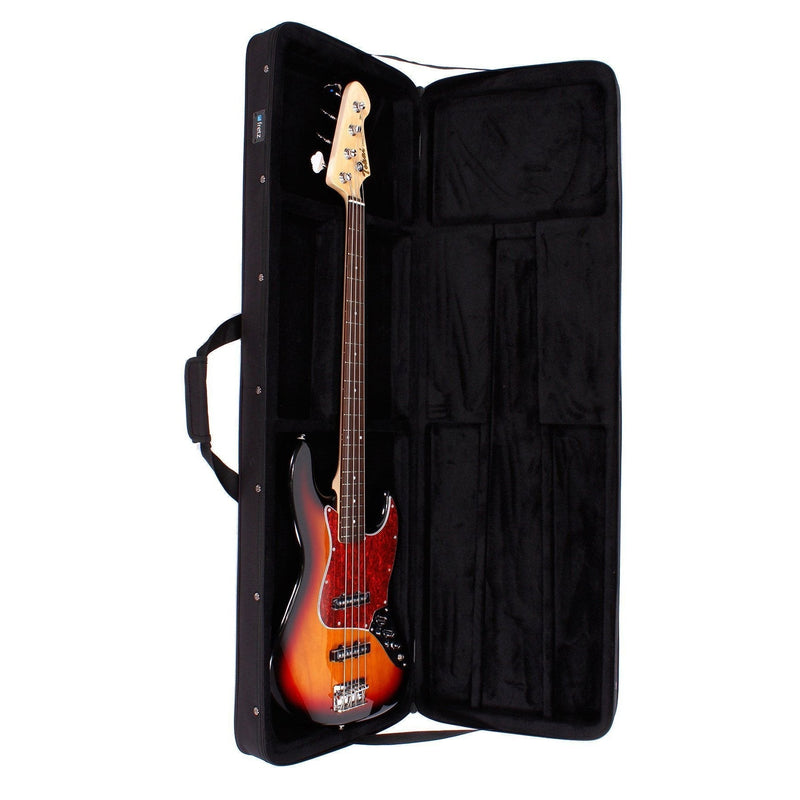 GC-B14P-BLK-Fretz Rectangular Electric Bass Guitar Polyfoam Case (Black)-Living Music