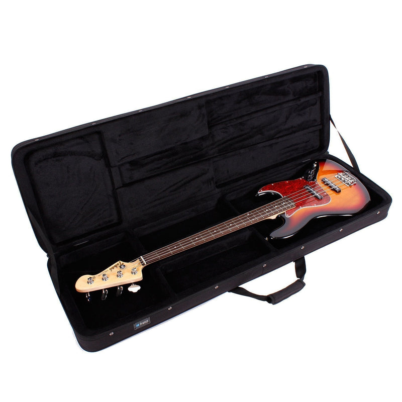 -Fretz Rectangular Electric Bass Guitar Polyfoam Case (Black)-Living Music