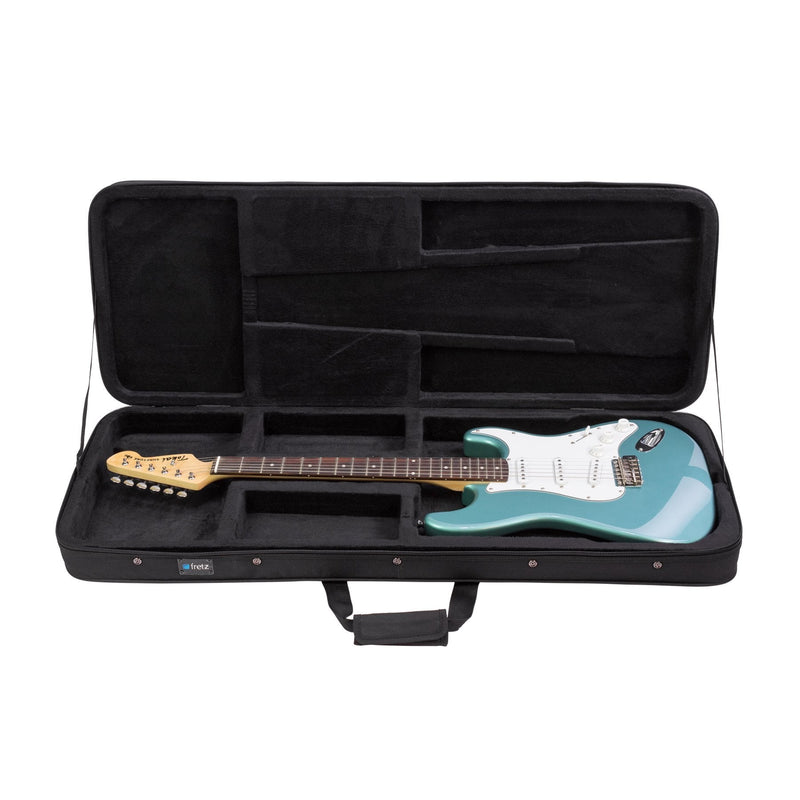 -Fretz Rectangular Electric Guitar Polyfoam Case (Black)-Living Music