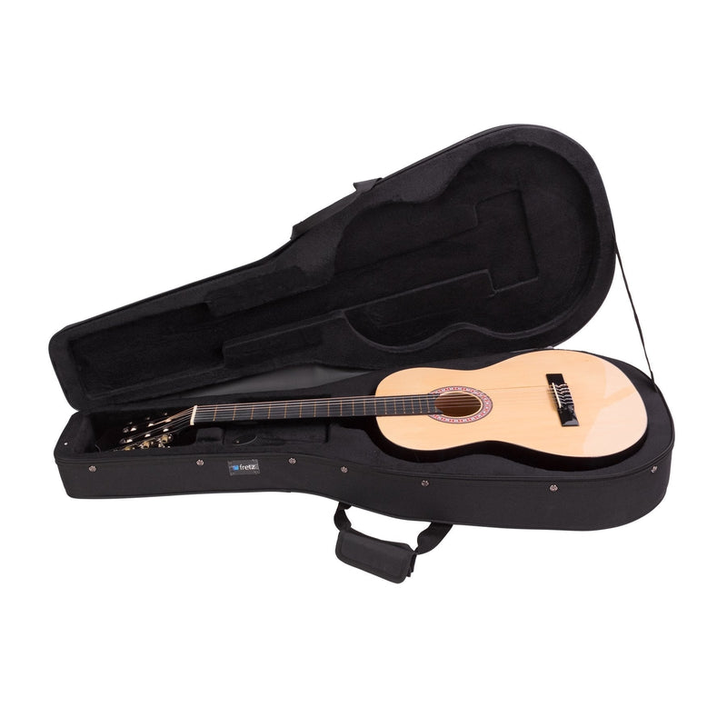 GC-3/4C14P-BLK-Fretz Shaped 3/4 Classical Guitar Polyfoam Case (Black)-Living Music