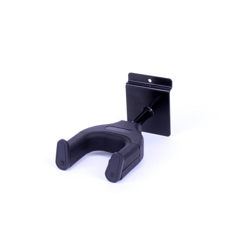 FGH-01SSY-BLK-Fretz Short Self-Securing Slatwall Guitar Hanger (Black)-Living Music