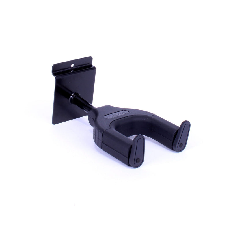 FGH-01SSY-BLK-Fretz Short Self-Securing Slatwall Guitar Hanger (Black)-Living Music