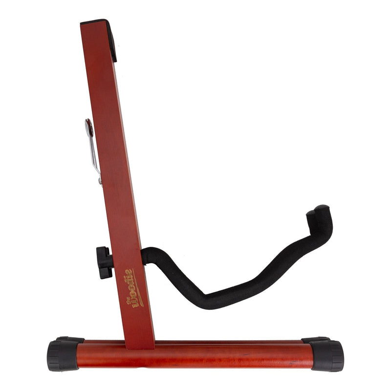 -Fretz 'Woodie 5' Wooden Folding A-Frame Acoustic and Electric Guitar Stand (Red Stain)-Living Music