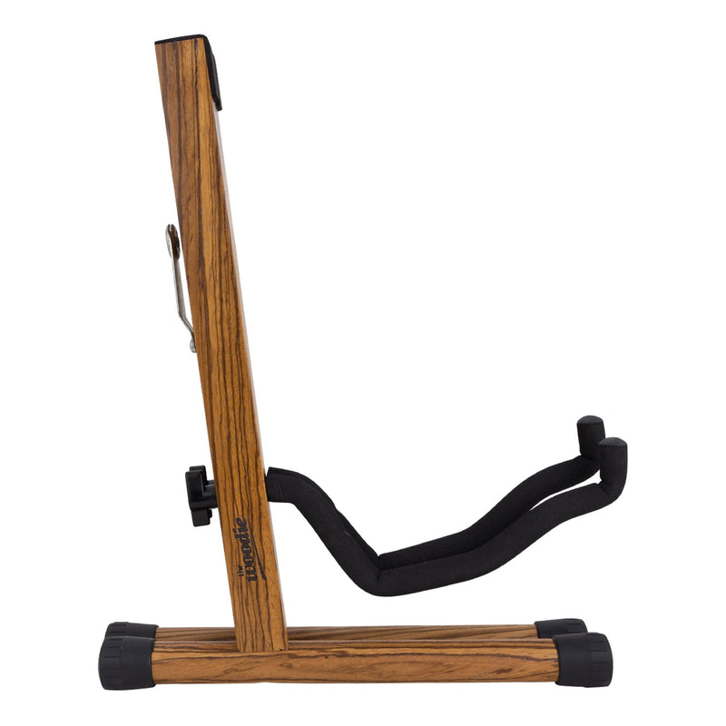 GS-FW5-ZEB-Fretz 'Woodie 5' Wooden Folding A-Frame Acoustic and Electric Guitar Stand (Zebrawood)-Living Music