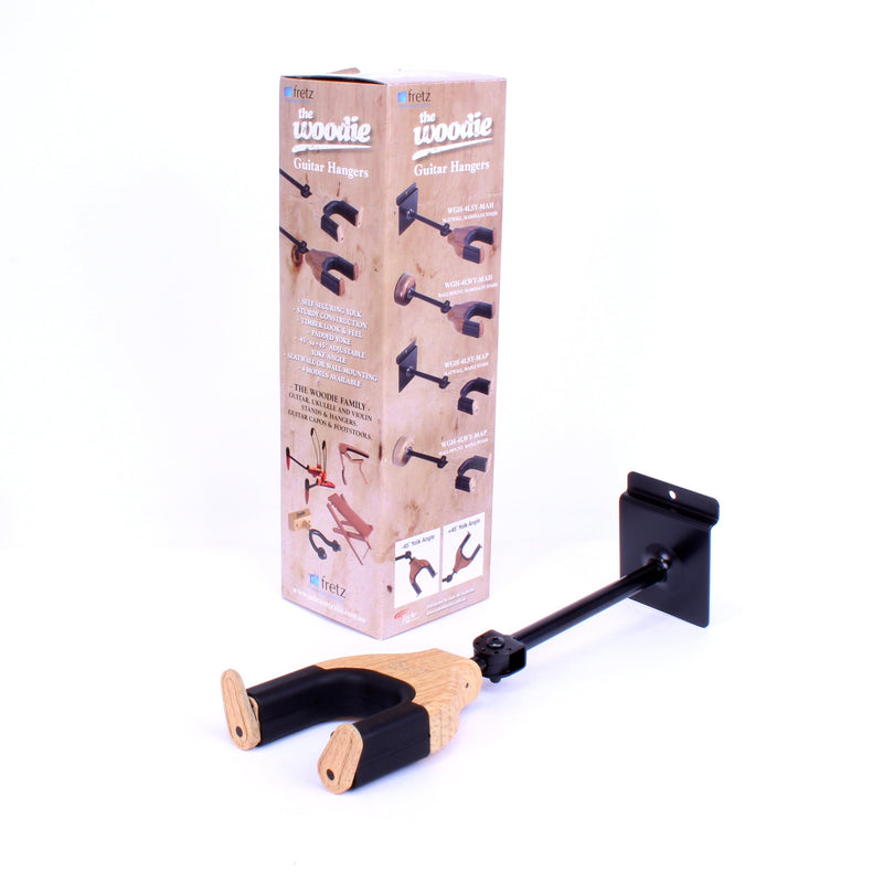 WGH-4LSY-MAP-Fretz 'Woodie' Long Self-Securing Slatwall Guitar Hanger (Maple)-Living Music