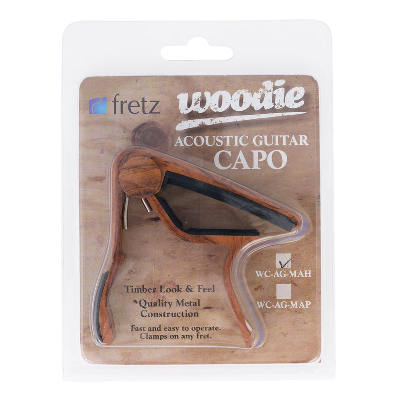 WC-AG-MAH-Fretz 'Woodie' Trigger-Style Acoustic Guitar Capo (Mahogany)-Living Music