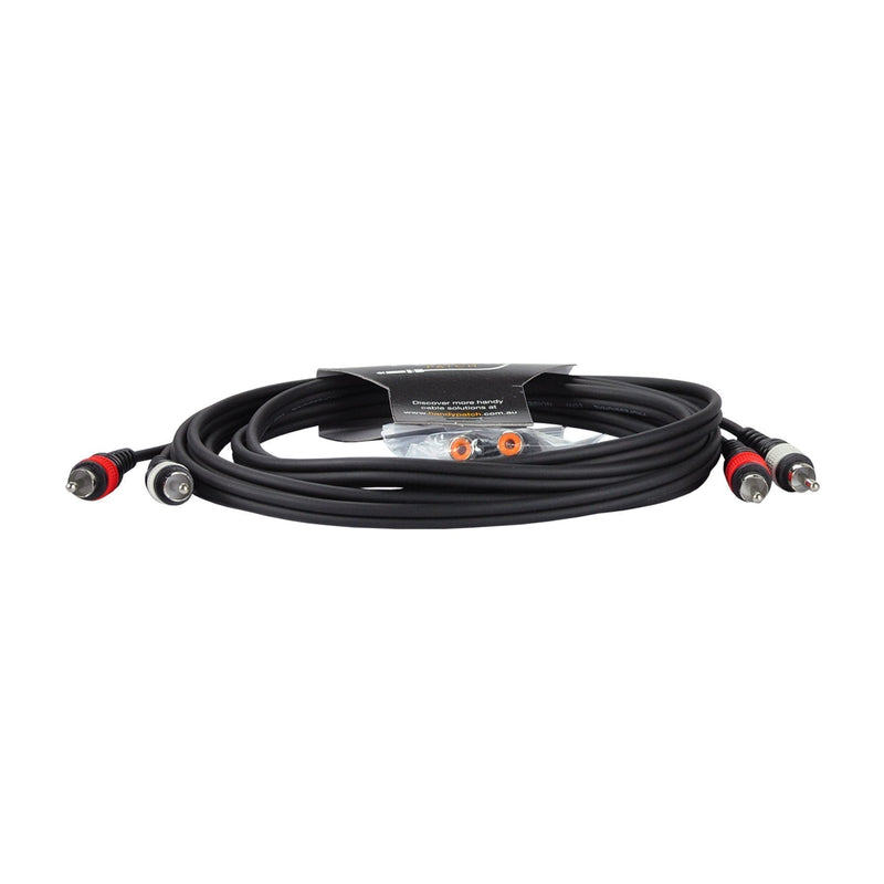 -Handy Patch Male Stereo RCA to Male Stereo RCA Cable with Dual Male 1/4" Mono Adaptors (3m)-Living Music