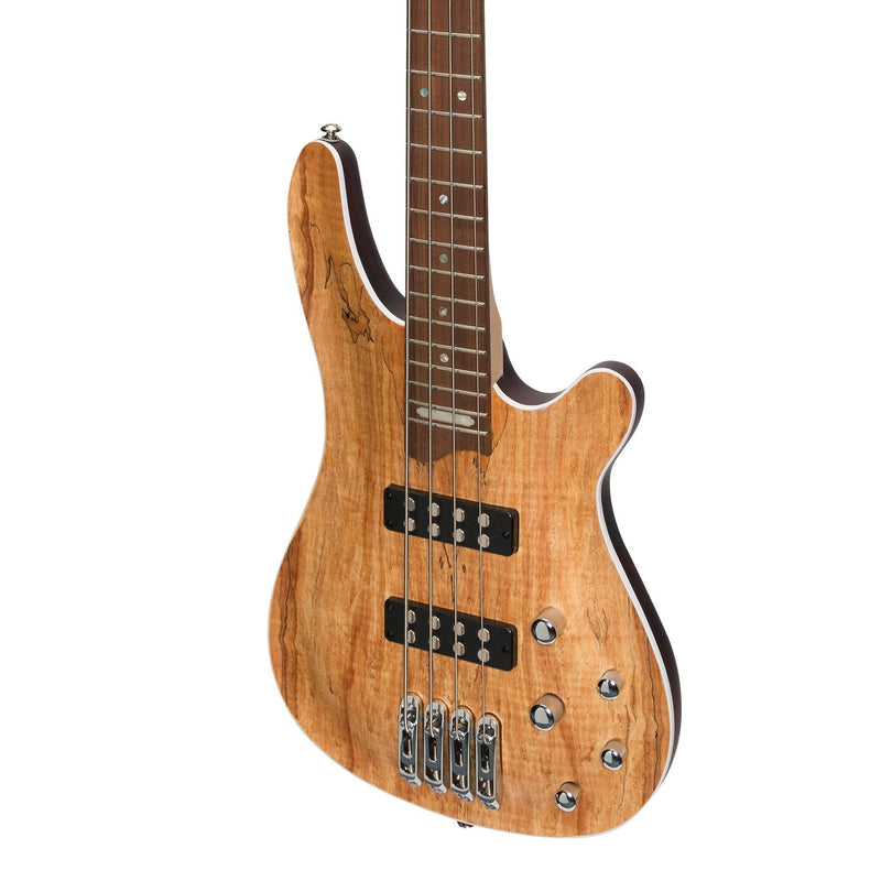 -J&D Luthiers '20 Series' 4-String Contemporary Active Electric Bass Guitar (Natural Satin)-Living Music