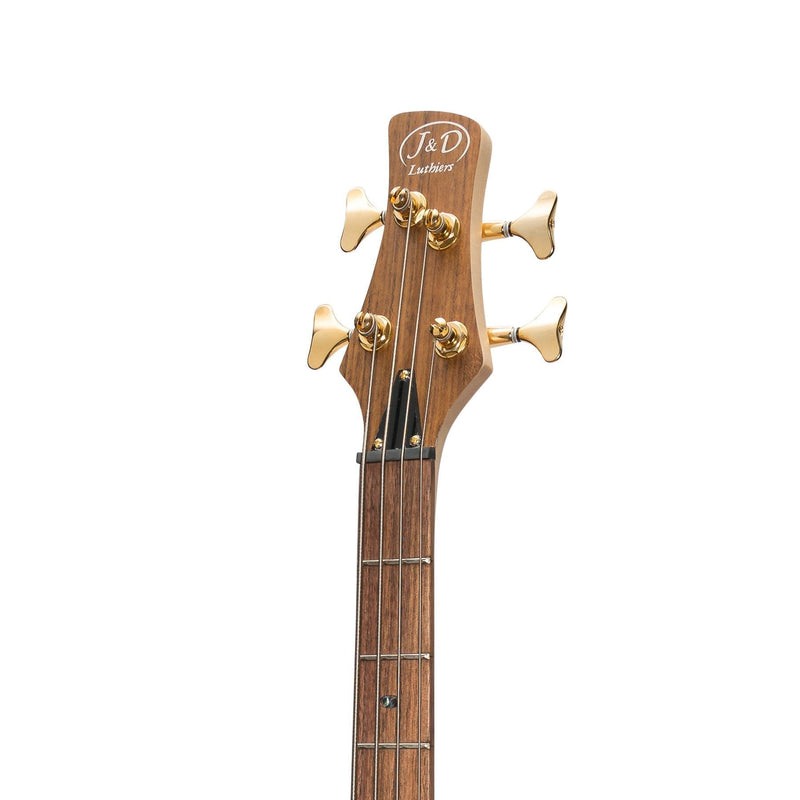-J&D Luthiers '21 Series' 4-String Contemporary Active Electric Bass Guitar (Natural Satin)-Living Music