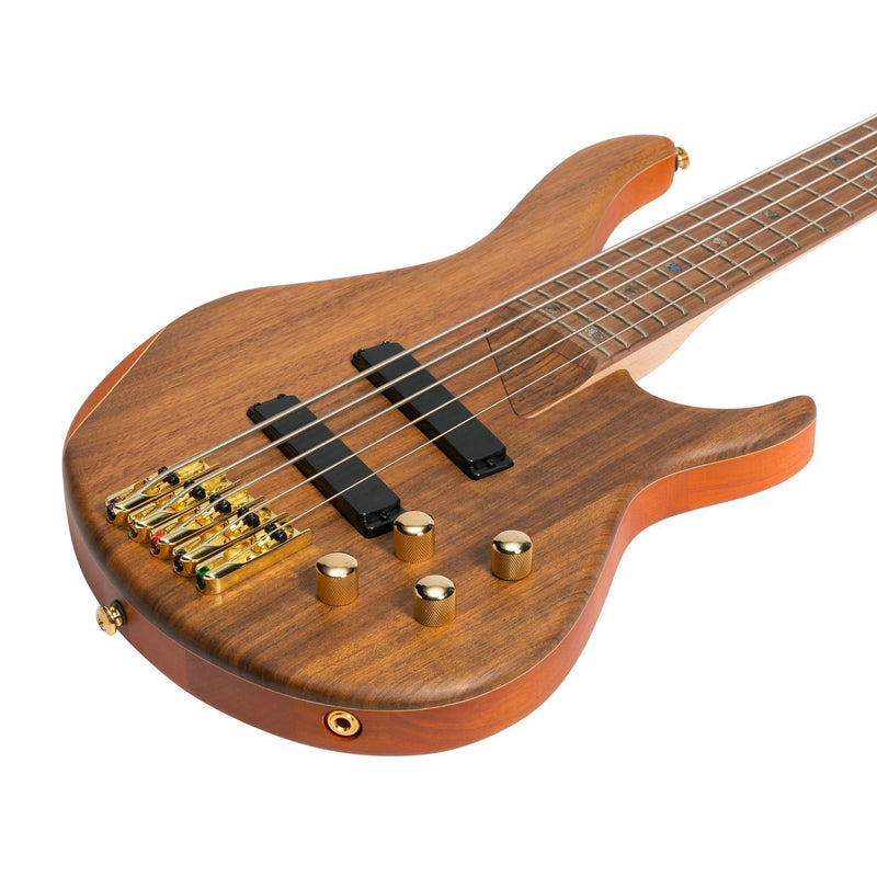 -J&D Luthiers '21 Series' 5-String Contemporary Active Electric Bass Guitar (Natural Satin)-Living Music