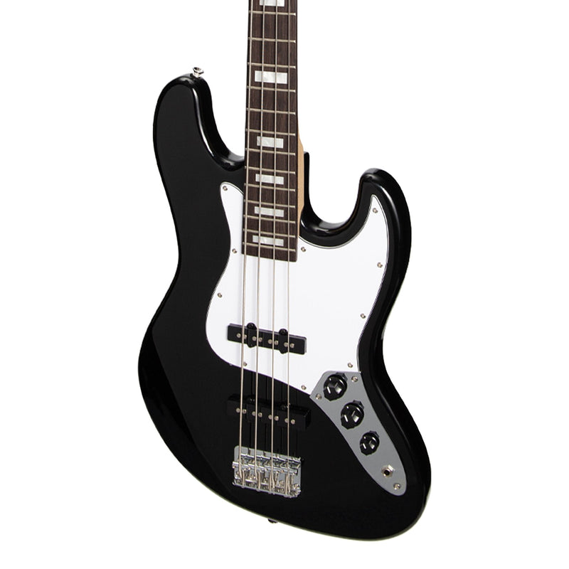 JD-JB-BLK-J&D Luthiers 4-String JB-Style Electric Bass Guitar (Black)-Living Music