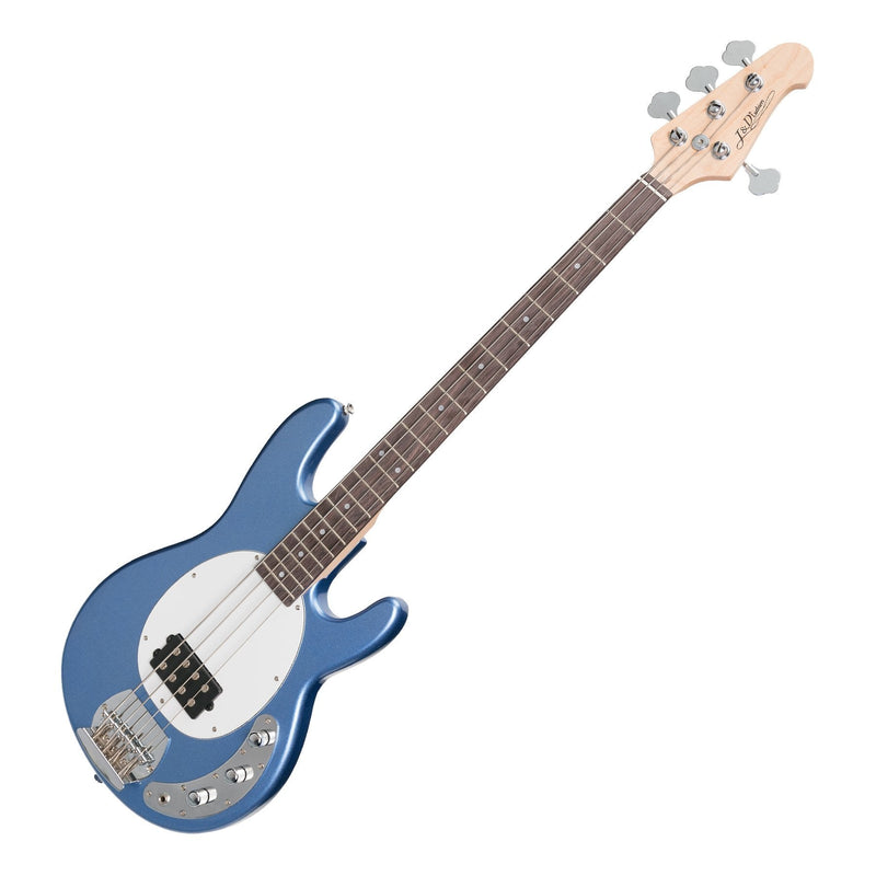 JD-EM3-RB-J&D Luthiers 4-String MM-Style Electric Bass Guitar (Metallic Blue)-Living Music