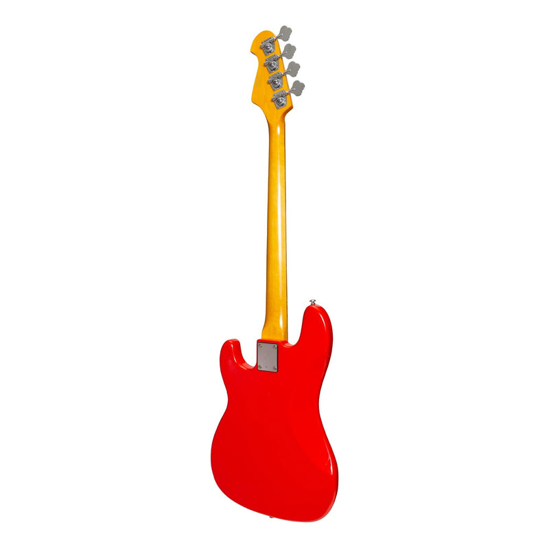 JD-PB63F-RED-J&D Luthiers 4-String PB-Style Fretless Electric Bass Guitar (Red)-Living Music