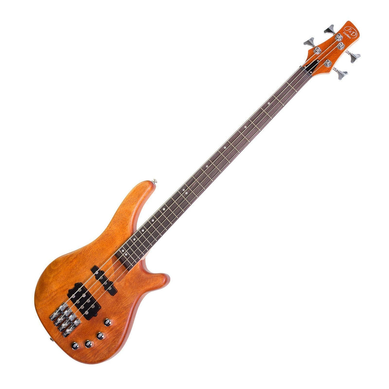 -J&D Luthiers 4-String T-Style Contemporary Active Electric Bass Guitar (Natural Satin)-Living Music