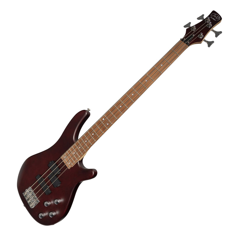 -J&D Luthiers 4-String T-Style Contemporary Active Electric Bass Guitar (Satin Brown Stain)-Living Music