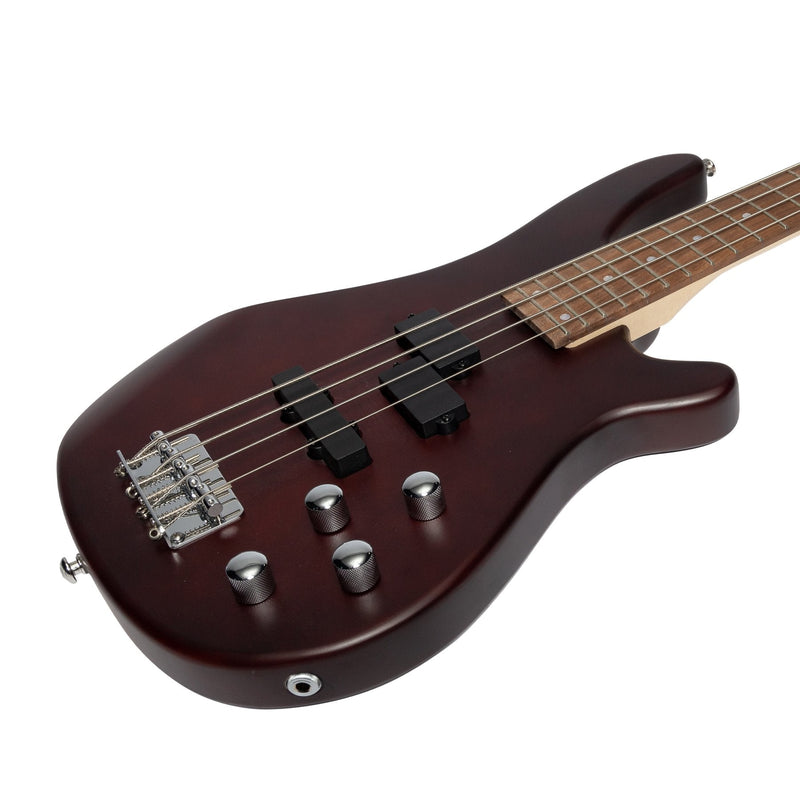 -J&D Luthiers 4-String T-Style Contemporary Active Electric Bass Guitar (Satin Brown Stain)-Living Music