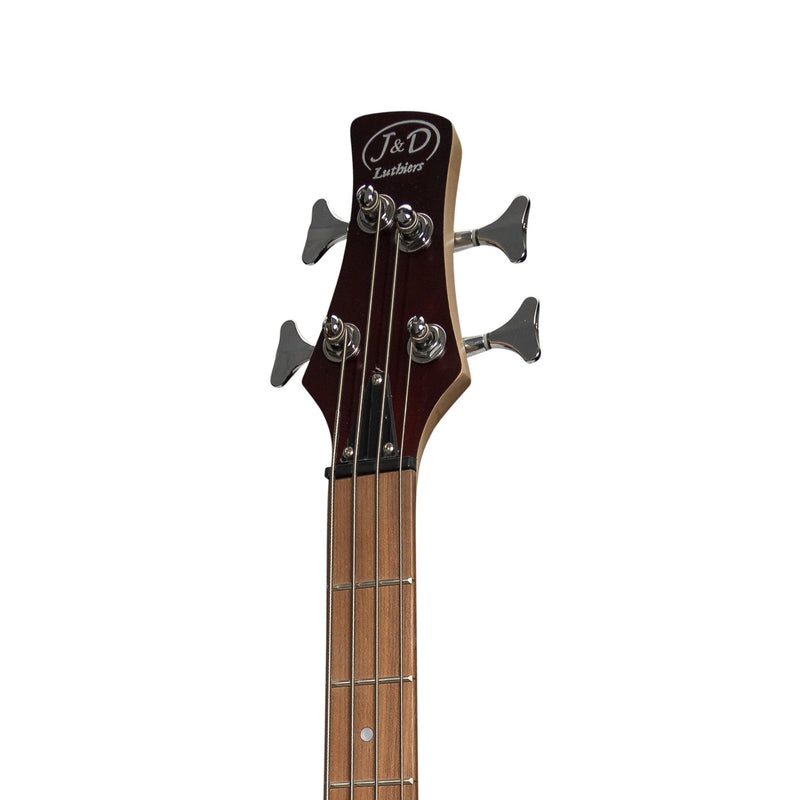 -J&D Luthiers 4-String T-Style Contemporary Active Electric Bass Guitar (Satin Brown Stain)-Living Music