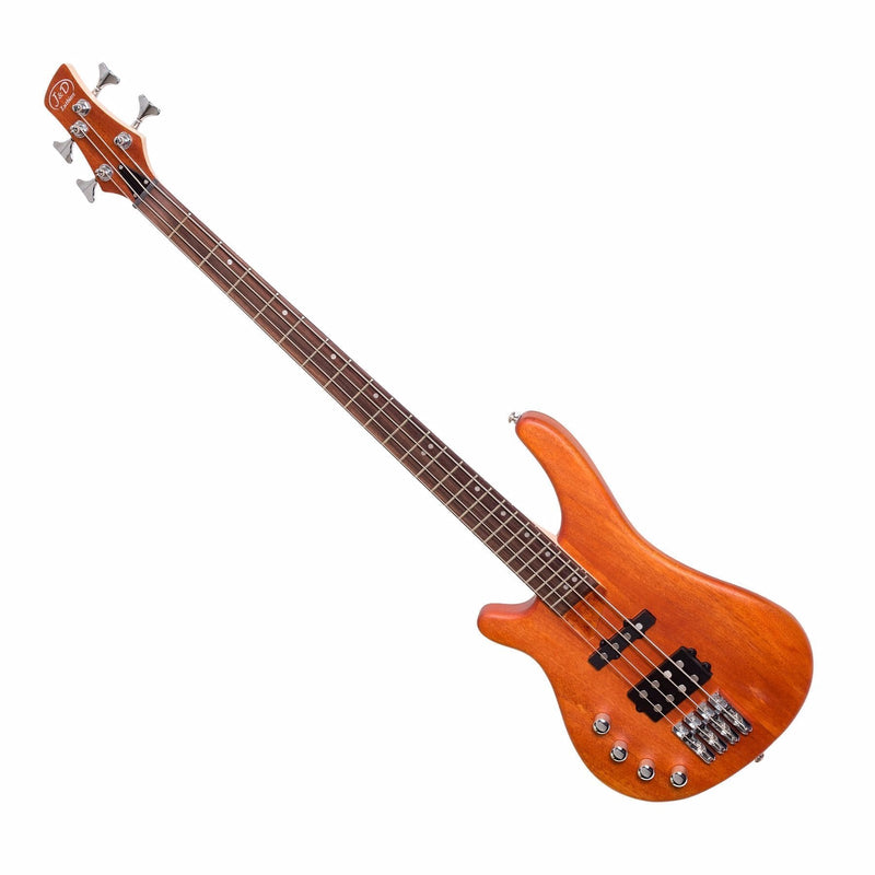 -J&D Luthiers 4-String T-Style Contemporary Active Left Handed Electric Bass Guitar (Natural Satin)-Living Music