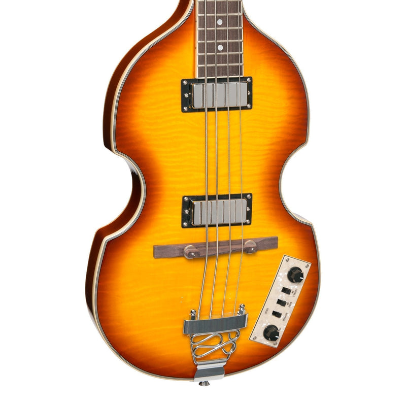 -J&D Luthiers 4-String Violin-Style Electric Bass Guitar (Honey Burst)-Living Music