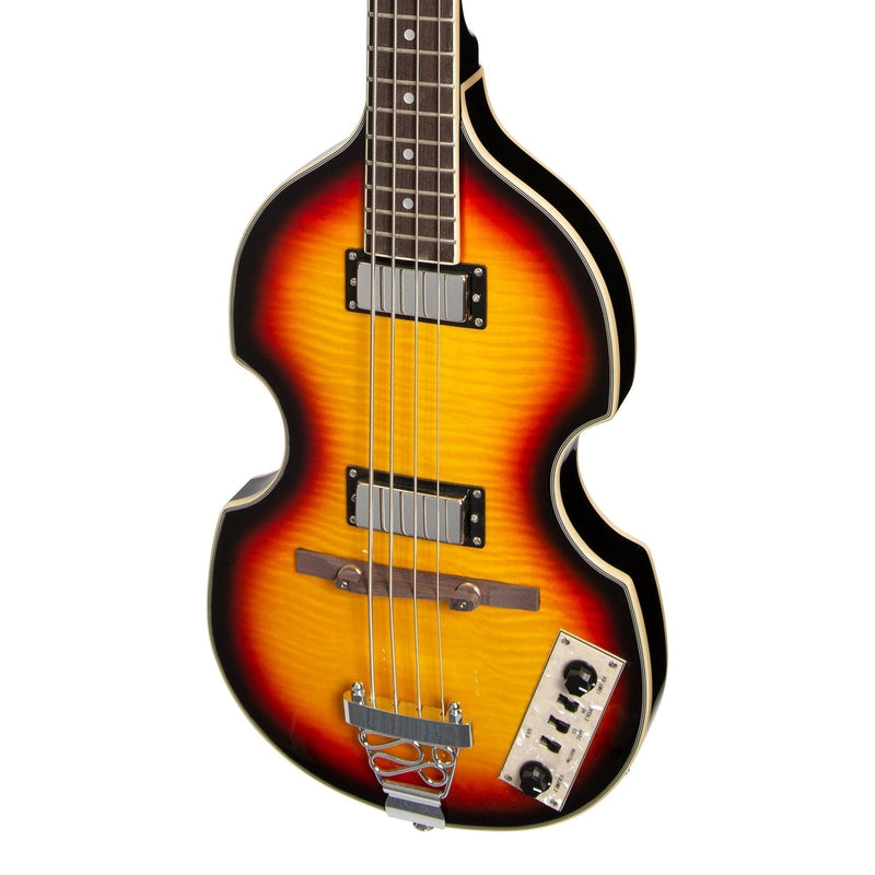 -J&D Luthiers 4-String Violin-Style Electric Bass Guitar (Tobacco Sunburst)-Living Music