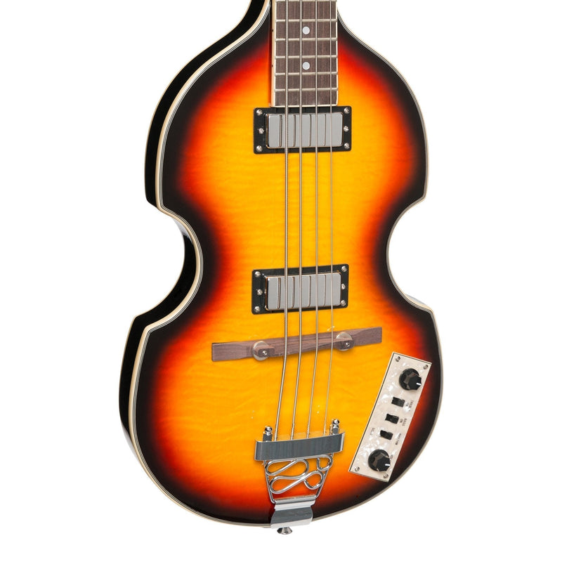-J&D Luthiers 4-String Violin-Style Electric Bass Guitar (Tobacco Sunburst)-Living Music