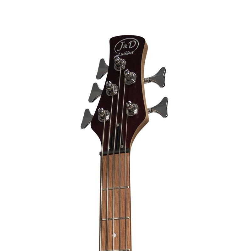 JD-150A5-STBN-J&D Luthiers 5-String T-Style Contemporary Active Electric Bass Guitar (Satin Brown Stain)-Living Music