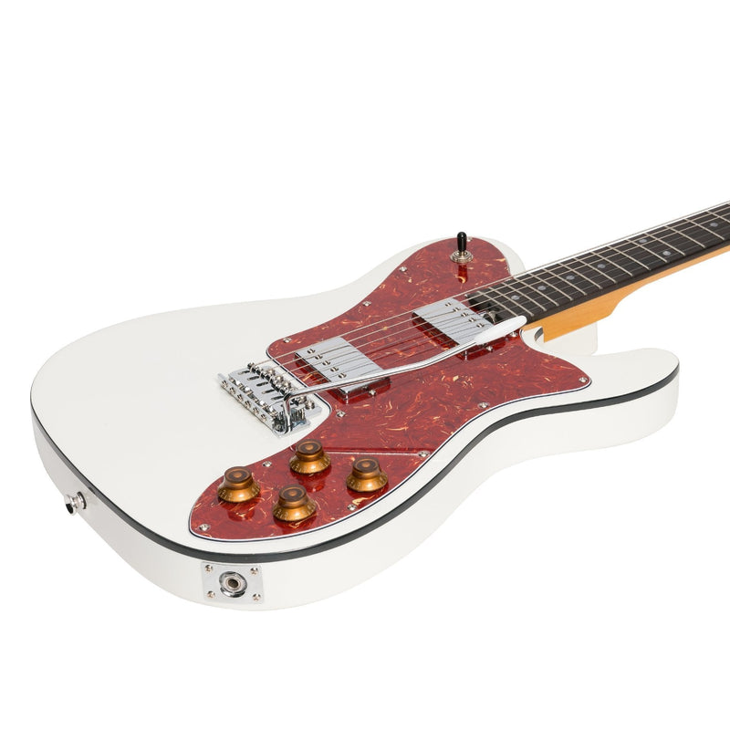 JD-TL12-WHT-J&D Luthiers Deluxe TE-Style Electric Guitar (White)-Living Music