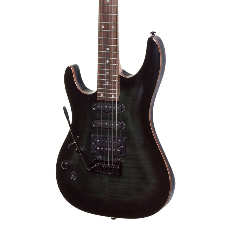 JD-IE9L-TBK-J&D Luthiers IE9 Contemporary Left Handed Electric Guitar (Transparent Black)-Living Music