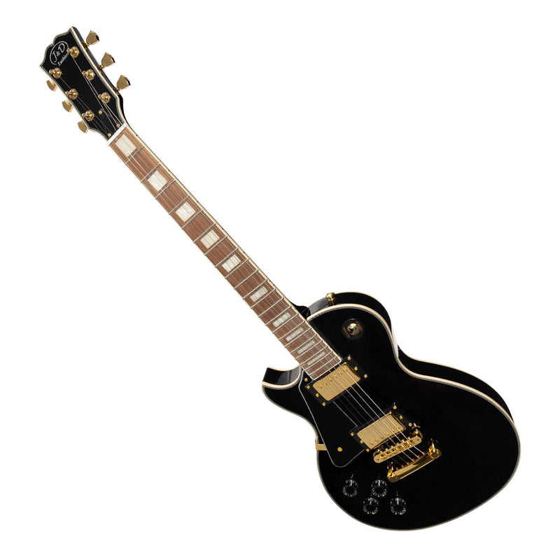 -J&D Luthiers Left Handed LP-Custom Style Electric Guitar (Black)-Living Music