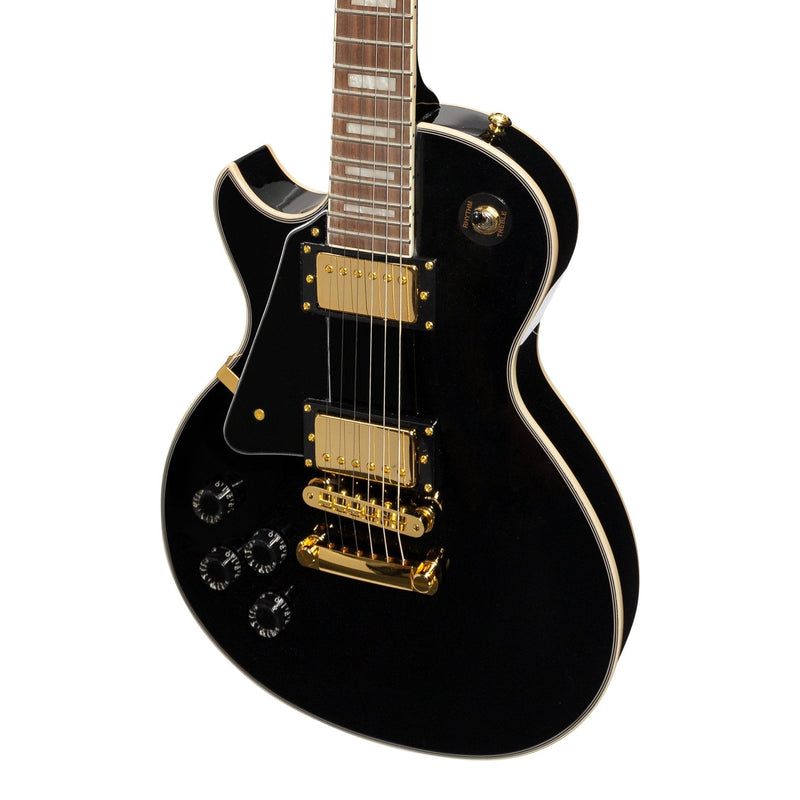 JD-DLCL-BLK-J&D Luthiers Left Handed LP-Custom Style Electric Guitar (Black)-Living Music