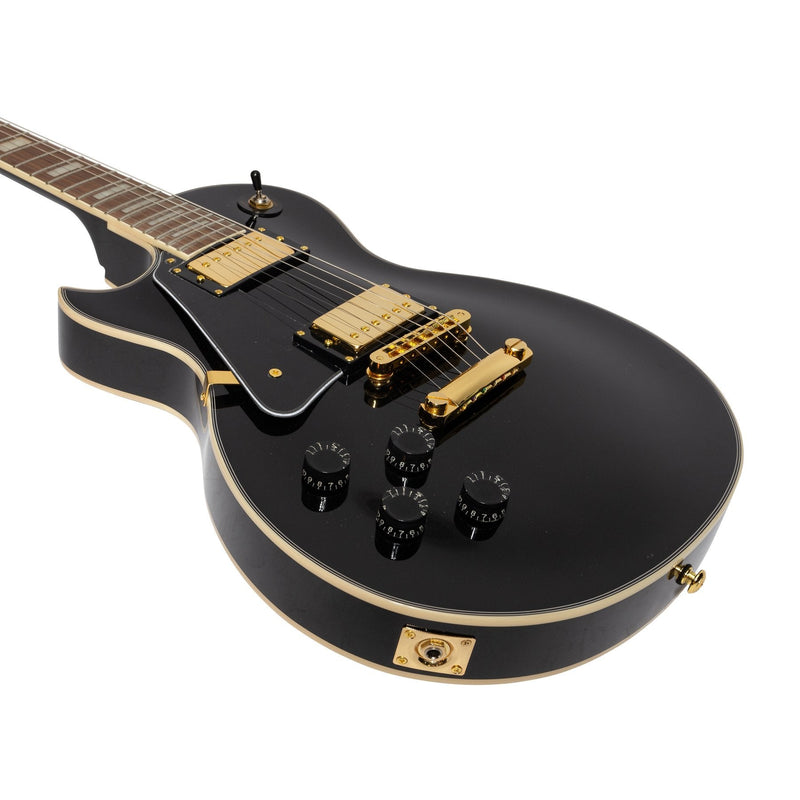-J&D Luthiers Left Handed LP-Custom Style Electric Guitar (Black)-Living Music