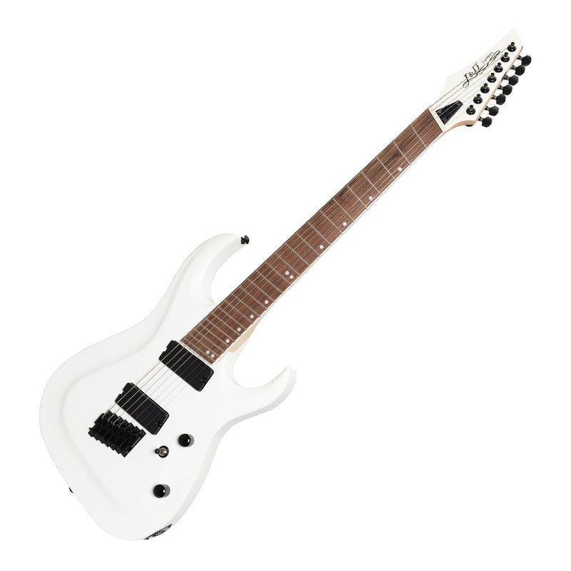 JD-MF7-WHT-J&D Luthiers MF7 7-String Contemporary Multi-Scale Electric Guitar (White)-Living Music