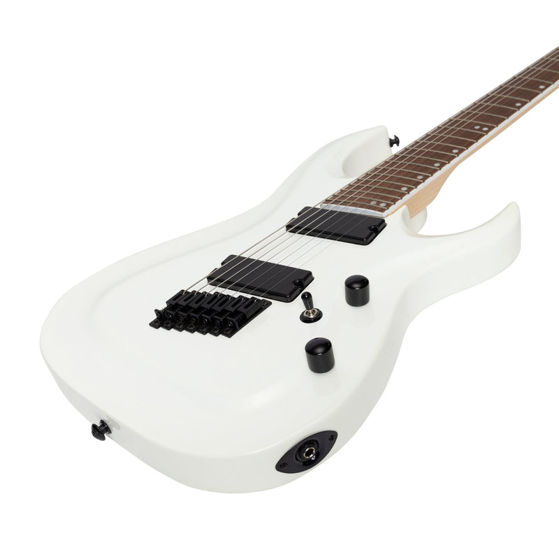 JD-MF7-WHT-J&D Luthiers MF7 7-String Contemporary Multi-Scale Electric Guitar (White)-Living Music
