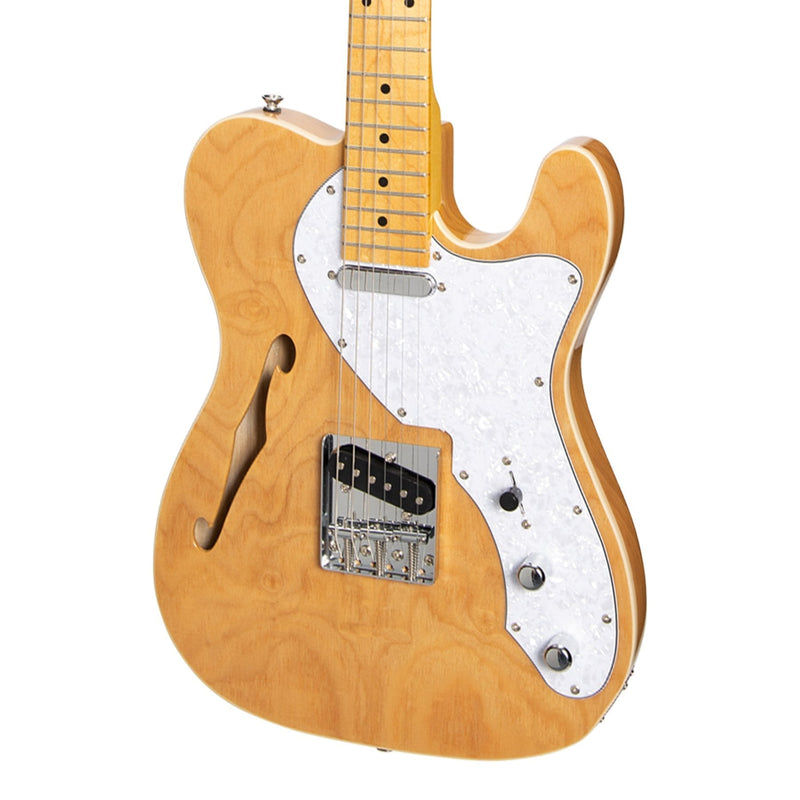 -J&D Luthiers Solid Ash Thinline TE-Style Electric Guitar (Natural Gloss)-Living Music