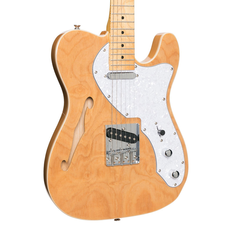 -J&D Luthiers Solid Ash Thinline TE-Style Electric Guitar (Natural Gloss)-Living Music