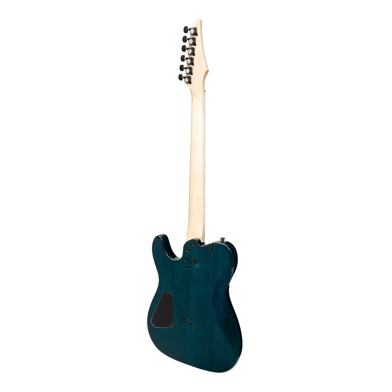 -J&D Luthiers TF60 Contemporary 'TL' Style Multi-Scale Electric Guitar (Transparent Blue)-Living Music